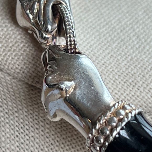 Arte d'Argento vintage sterling silver and enamel panther head hinged bracelet - Picture 15 of 15